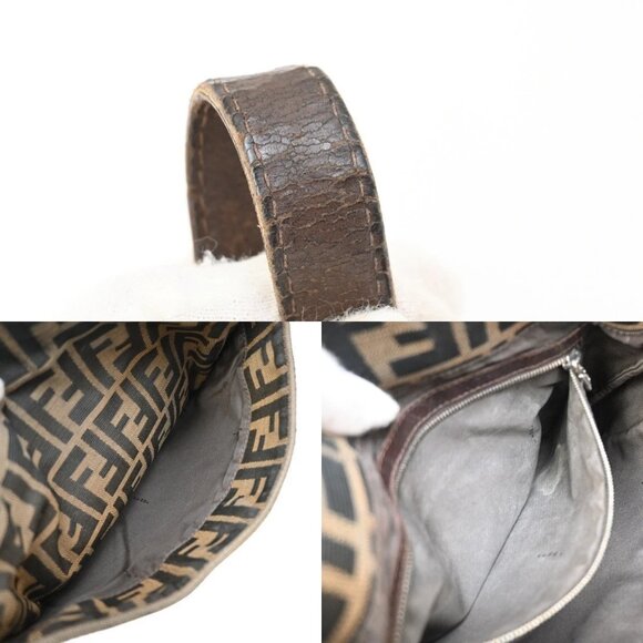 FENDI Logo Zucca Pattern Hand Bag Canvas Leather Brown SHW Italy 36KB279 - Picture 13 of 15